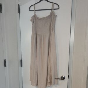 Cream Sleeveless Midi Dress